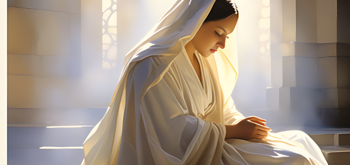 Beten wirkt; Eine Nonne, tief im Gebet versunken